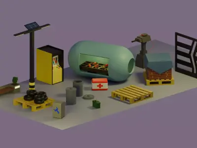 Neon city pack Free low-poly 3D model