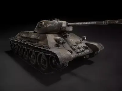 T34-57 1941 Soviet Tank Low-poly 3D model