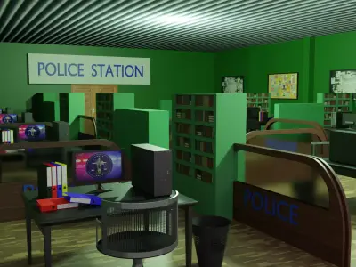 Police Station Interior Low-poly 3D model