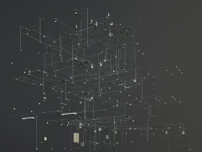 Electrical piping in building 3D model