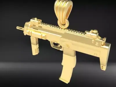  Hip Hop UZI Kolye GUN Shape Pendant Necklace Necklaces Jewelry 3D print model