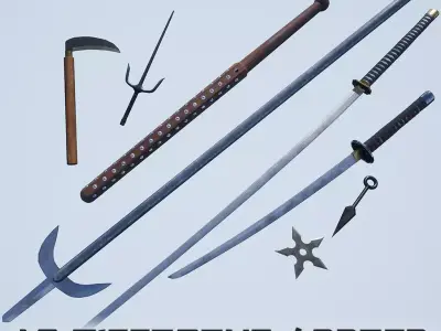 UE4 - Weapons Series - Japan Weapons - Mini Pack Low-poly 3D model