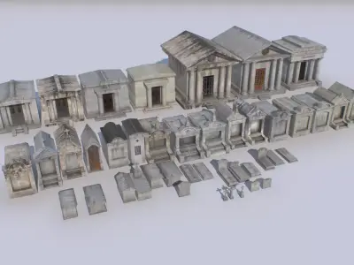 Mausoleums Tombs and Graves pack 4 Low-poly 3D model