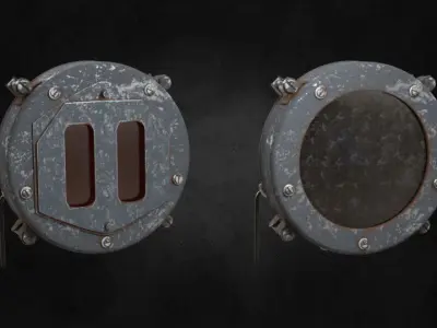 Tank Headlight low-poly 3d model set Low-poly 3D model