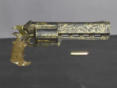 Skull Buster Revolver Handgun Low-poly 3D model