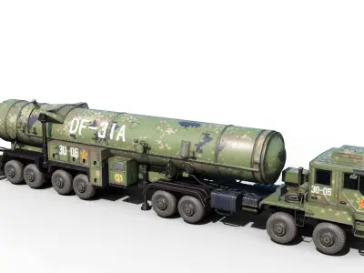 4 coatings of DF-31A CSS-10 DF31A ballistic missile launcher Low-poly 3D model
