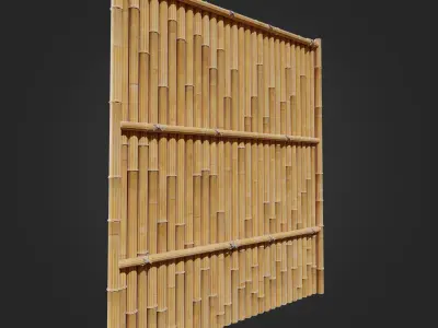 Bamboo fence Japanese Vr Low poly AA Low-poly 3D model