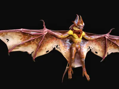 Low Poly Bat 3D Animal-Ready for Games-10 Animations Low-poly 3D model