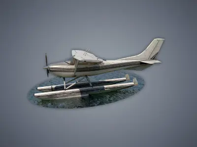 Cessna 182 Skylane Seaplane Low-poly 3D model