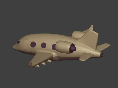Cartoon Private Jet Low-poly 3D model