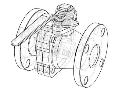 Flanged Ball Valve Assembly Free 3D model