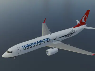 Turkish Airlines Boeing 737-800 low poly 3D Model  Low-poly 3D model