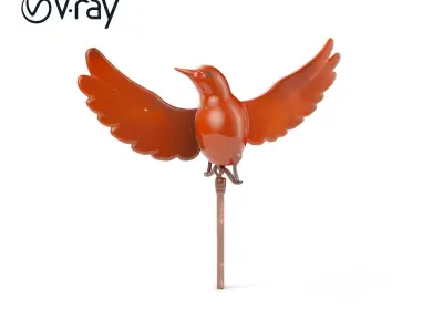 Metallic Bird Sculpture Model Pack Low-poly 3D model