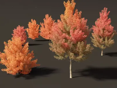 Temperate Flowering Shrubs Trees Pack 54 3D model