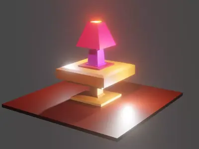 Table and table lamp Free low-poly 3D model