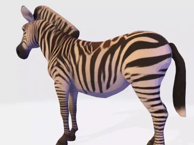 Realistic Zebra 3D Model  Rigging Ready Printable  Game Low-poly 3D model