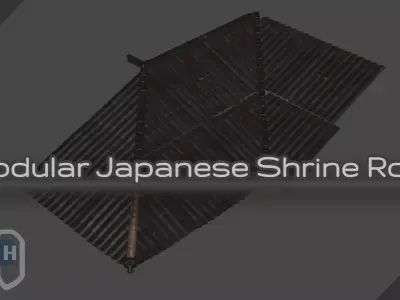 Modular Japanese Shrine Roof Low-poly 3D model