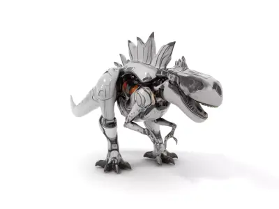 Robotic Dinosaur Model Pack  Metallic Predator Low-poly 3D model