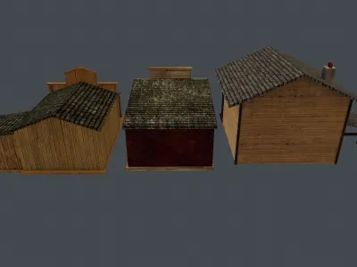 Western Styled Building Low Poly Game Ready Models - Set of 3 Free low-poly 3D model