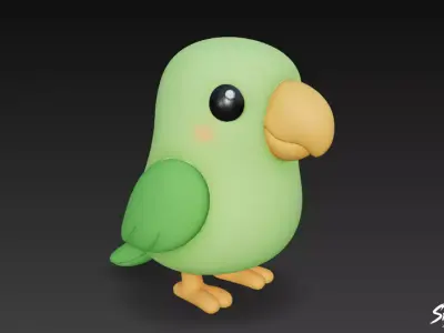 Cartoon Plush Parrot Low-poly 3D model