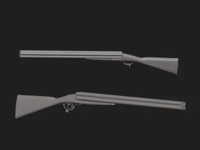 shotgun lancaster Low-poly 3D model