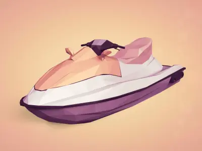 LowPoly JetSki -- Ready for 3D Printing Low-poly 3D model