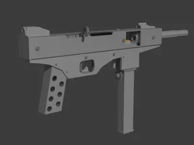 Luty submachine gun Low-poly 3D model