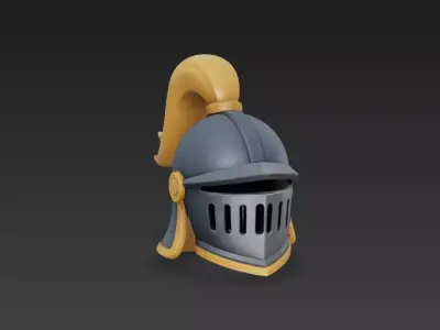 Stylized Medieval Knight Helmet 3D Model  PBR Asset 4K Textures 3D model