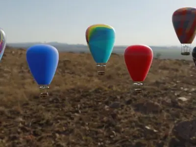 Hot Air Baloons Pack OF 6 Low-poly 3D model