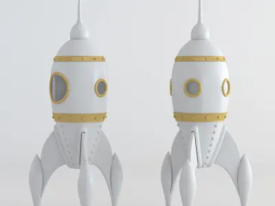 Spaceship among the space 3D model