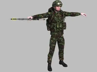 Royal Marine Woodland Rigged Soldier 3D model