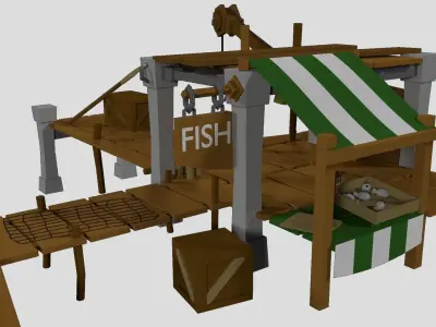 Fishing House Low Poly Low-poly 3D model