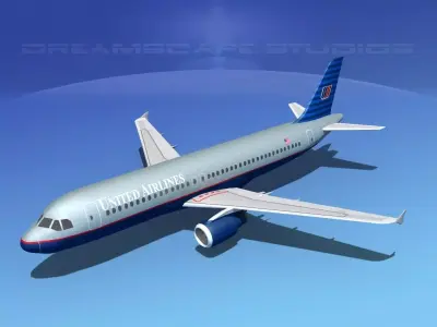 Airbus A320 LP United Airlines 1 Low-poly 3D model