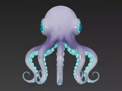 Cartoon Cyberpunk Octopus Low-poly 3D model