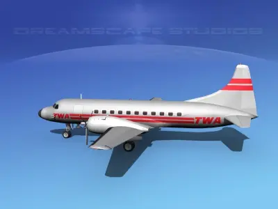 Convair CV-340 Trans World 3D model