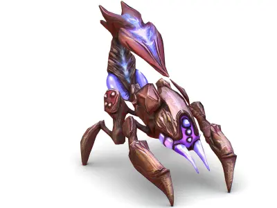 pink alien UFO mutant scorpion Low-poly 3D model