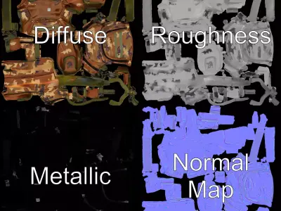 Camouflage Tactical Backpack model pack Low-poly 3D model