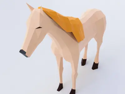 Horse 3d model polygonal Low-poly 3D model