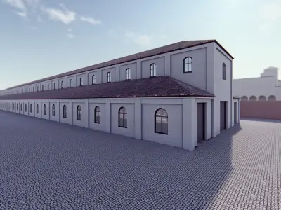 Detailed OLD Building - Office Warehouse Canopy - 3Dsmax 3D model