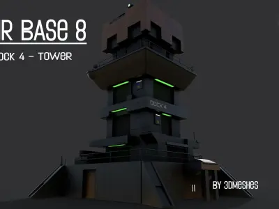 AIR BASE 8 - Dock 4 -Tower Low-poly 3D model