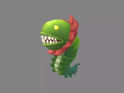 Big-mouthed caterpillar monster  Low-poly 3D model