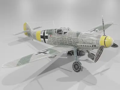 Messerschmitt Bf 109 F-1 Fighter Aircraft  Low-poly 3D model