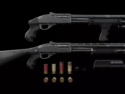 Remington 870 shotgun Low-poly 3D model