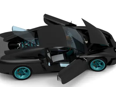 Supercar Opened Up Free 3D model