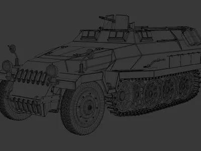 Sonderkraftfahrzeug german military vehicule Low-poly 3D model