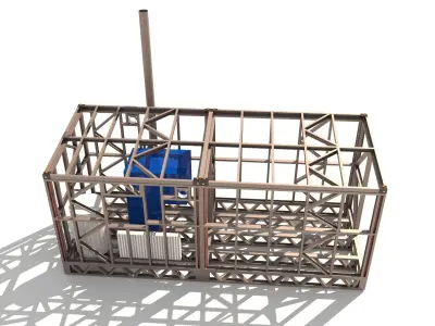 Boiler room in a container 3D model