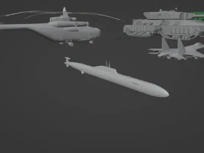 Military bundle - aircraft carrier and weapons Free 3D model