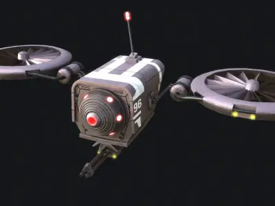 BattleDrone sci-fi drone Low-poly 3D model