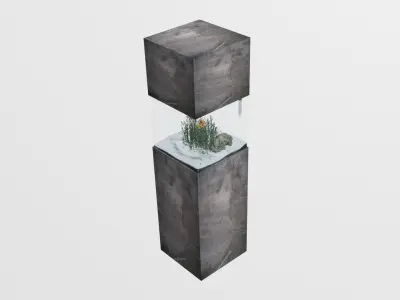 aquarium in the style of minimalism Low-poly 3D model