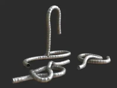 Aluminium Rope Flexible Duct Low-poly 3D model